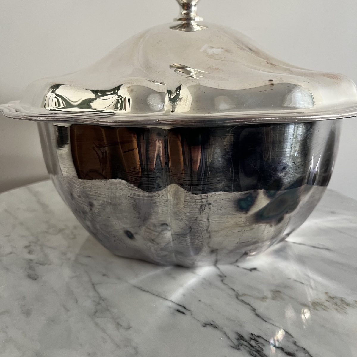 Christofle Soup Tureen In Silver-plated Metal With Art Deco-style Lid-photo-4