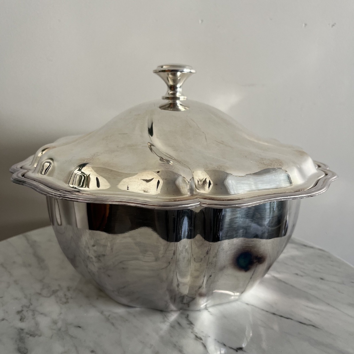 Christofle Soup Tureen In Silver-plated Metal With Art Deco-style Lid