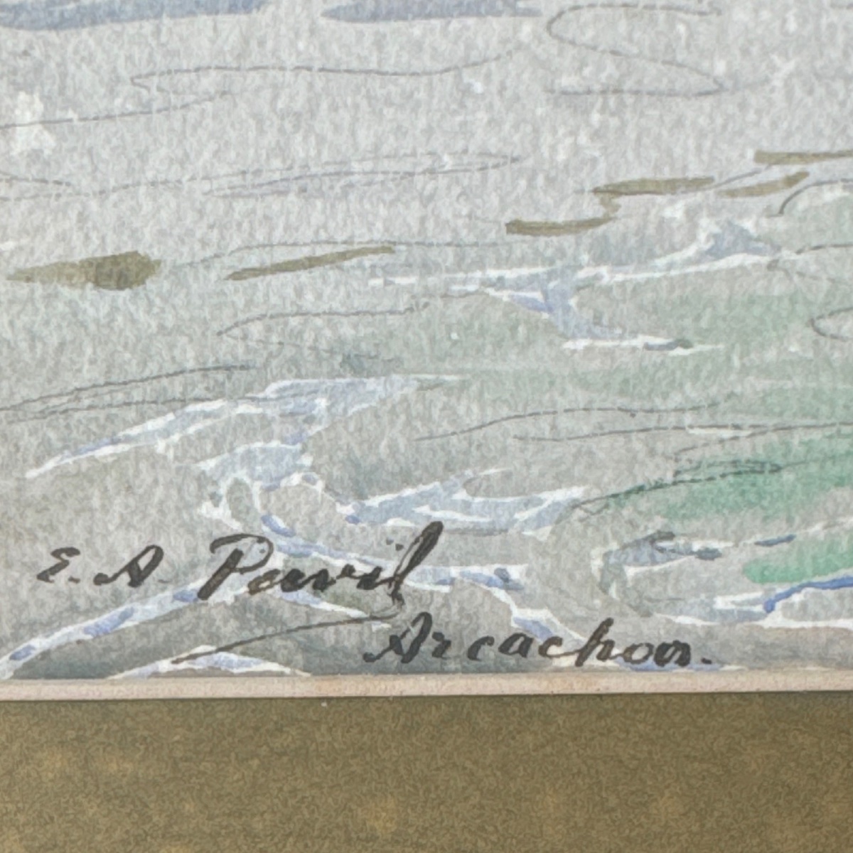Aquarelle sur papier par Elie Anatole Pavil Arcachon 1930 bateau à voile -photo-2