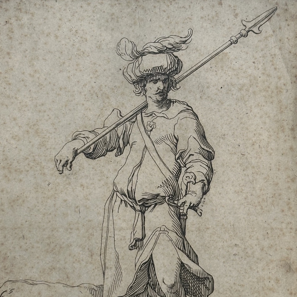 16th-century Engraving Of A Soldier By Abraham Bloemaert (1564-1651)