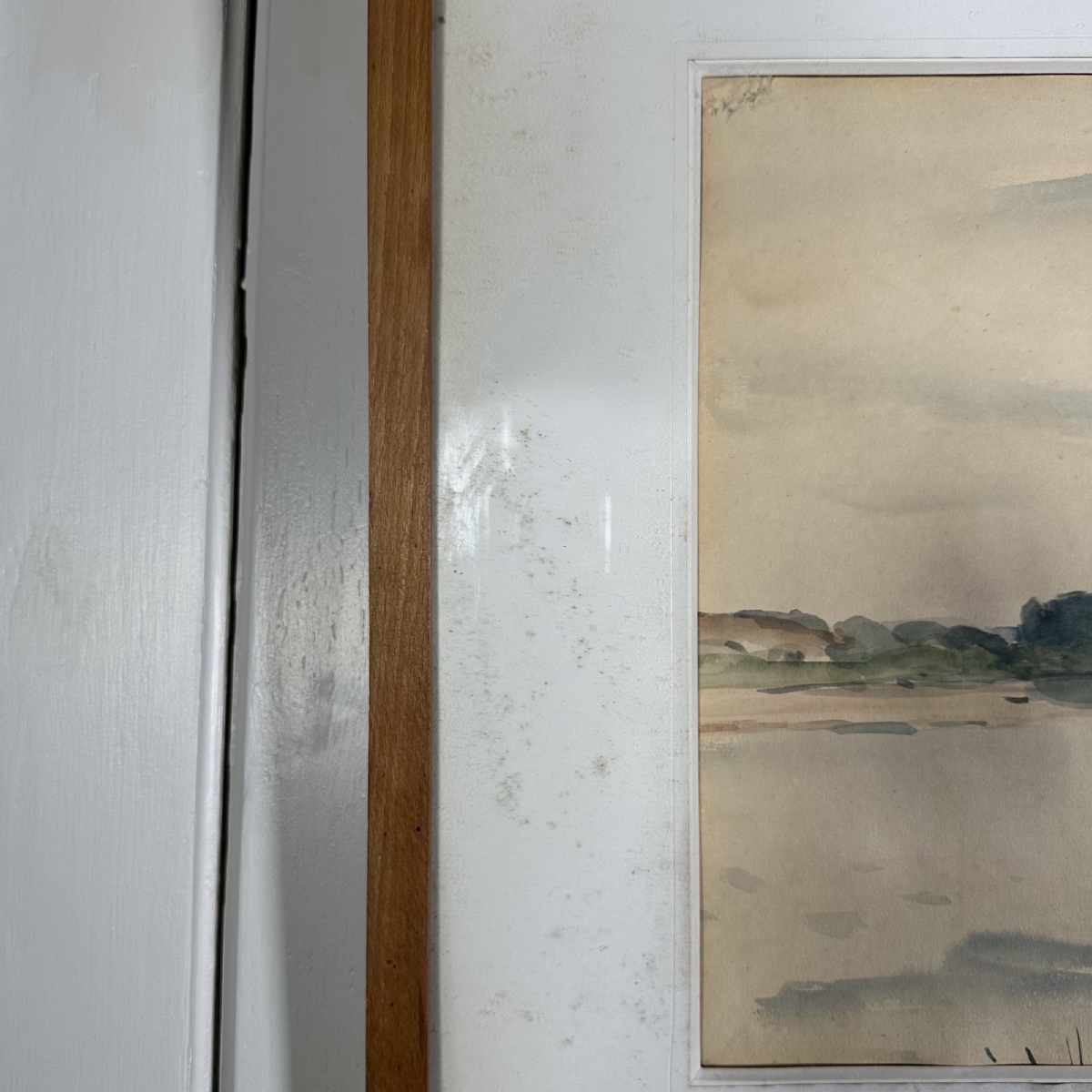 Aquarelle sur papier paysage bord de Loire 1957 par Marcel Chesneau-photo-4