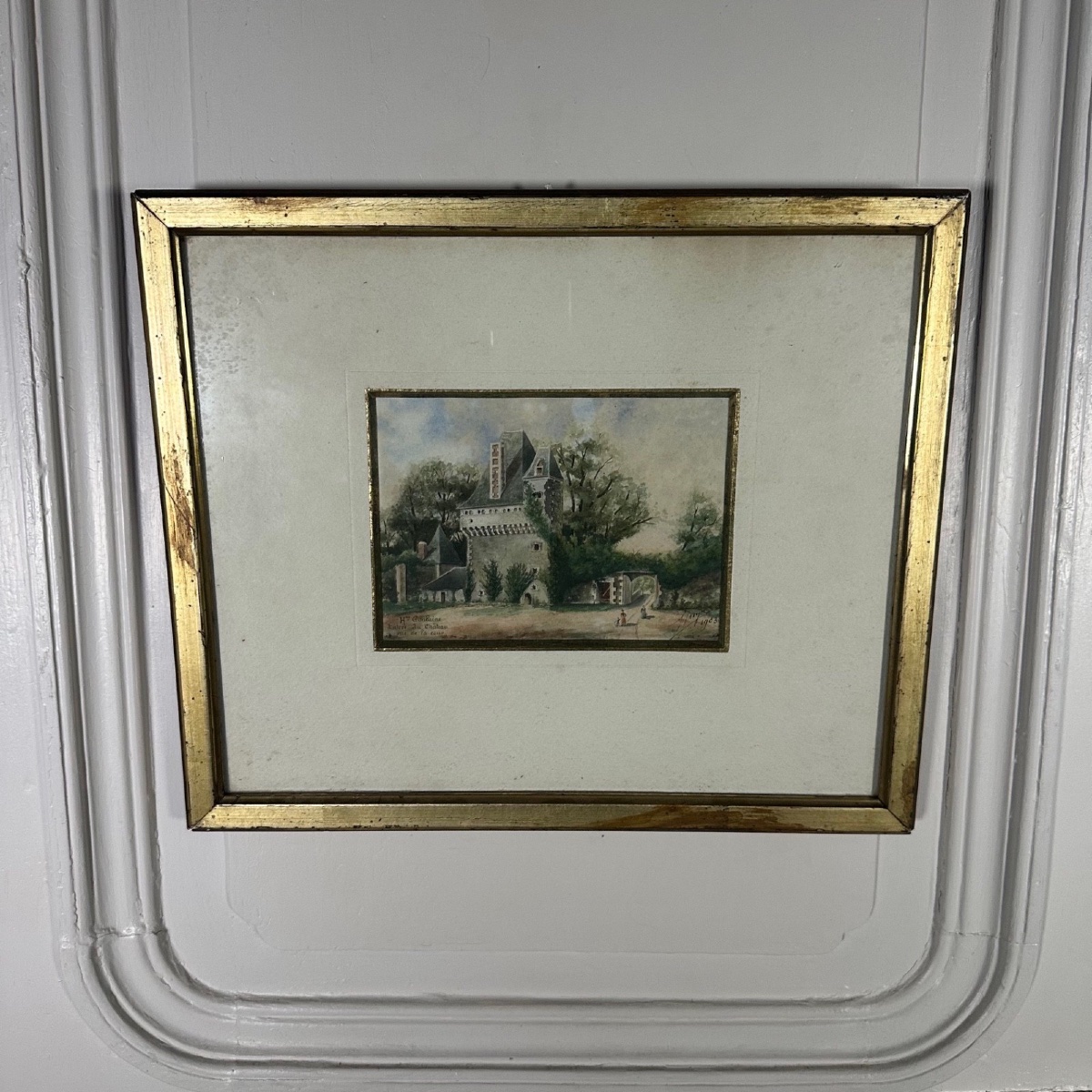Early Twentieth Century Watercolour Entrance To The Château De Haute-goulaine 1903-photo-2