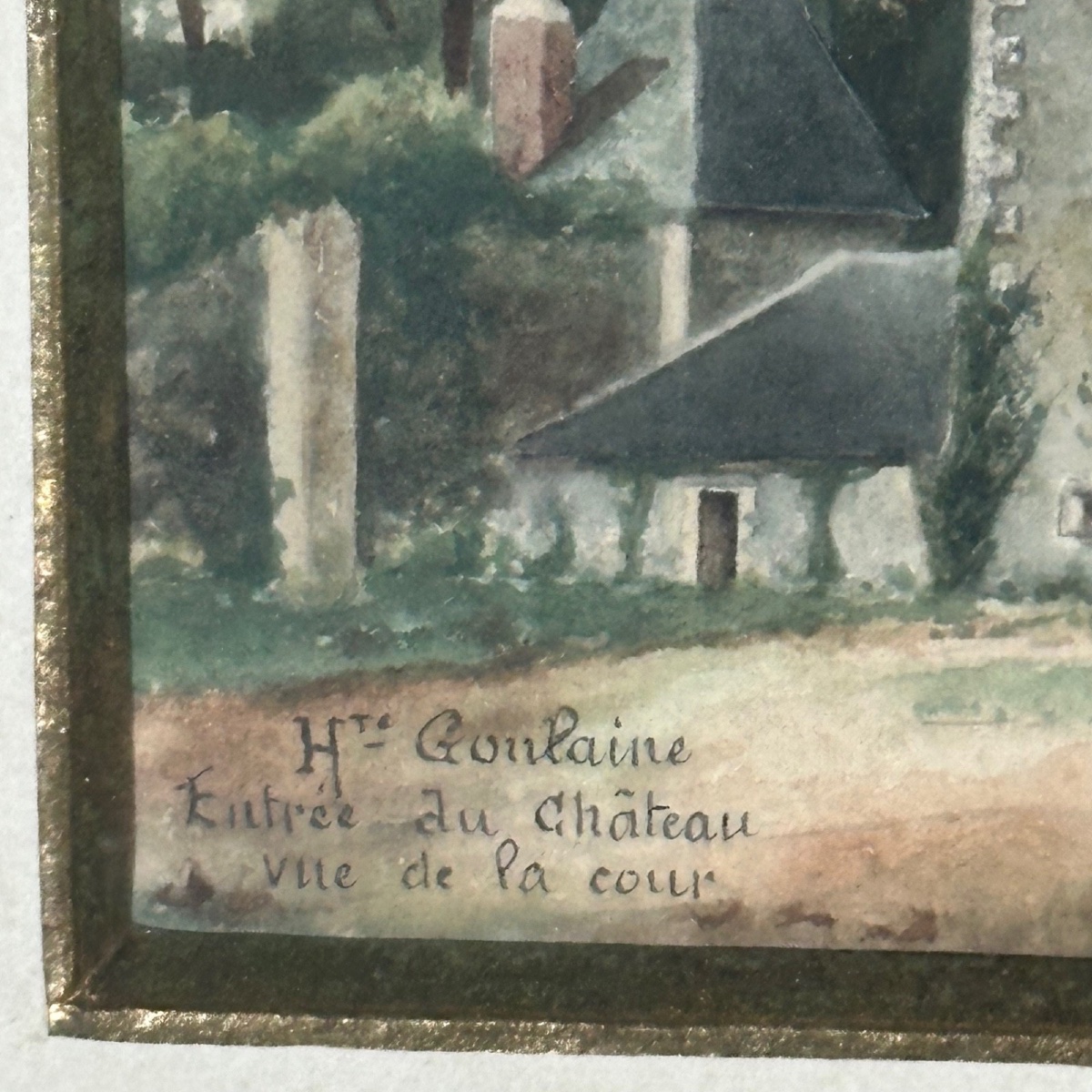 Early Twentieth Century Watercolour Entrance To The Château De Haute-goulaine 1903-photo-1