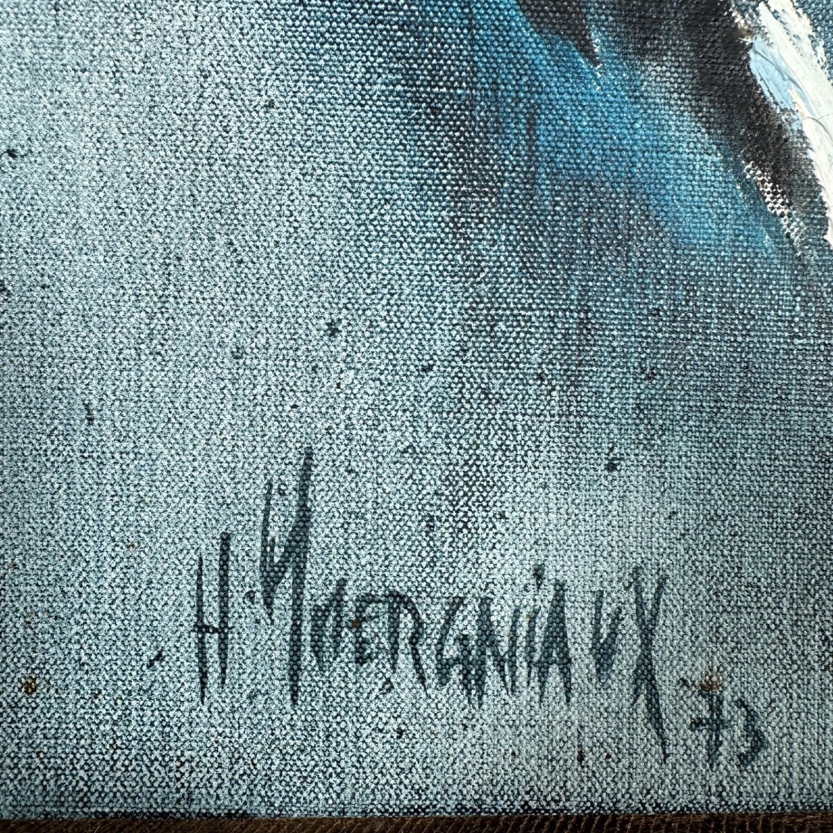 Huile sur toile par Henri Yvergniaux représentant des chevaux 1973 -photo-2