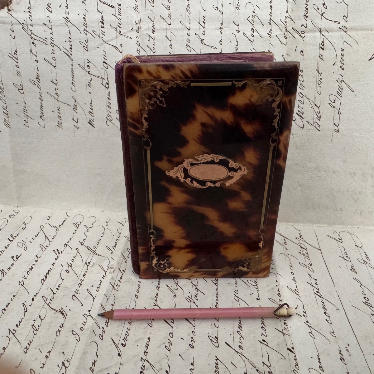Napoleon III 19th-century Tortoiseshell Ball Book Decorated With Marquetry-photo-3