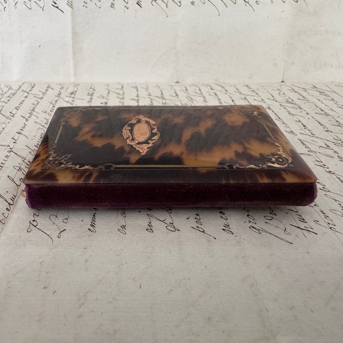 Napoleon III 19th-century Tortoiseshell Ball Book Decorated With Marquetry-photo-2