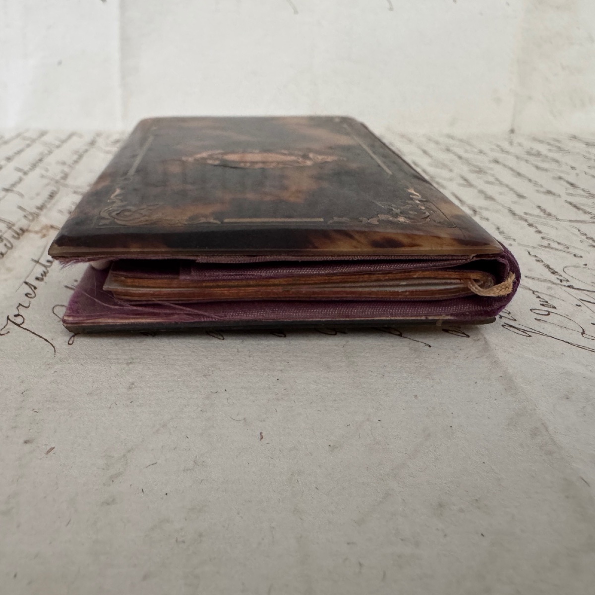 Napoleon III 19th-century Tortoiseshell Ball Book Decorated With Marquetry-photo-3