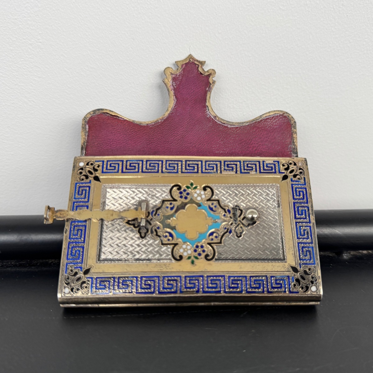 Cloisonné-embellished Silver Prom Book Late 19th Century Napoleon III-photo-4