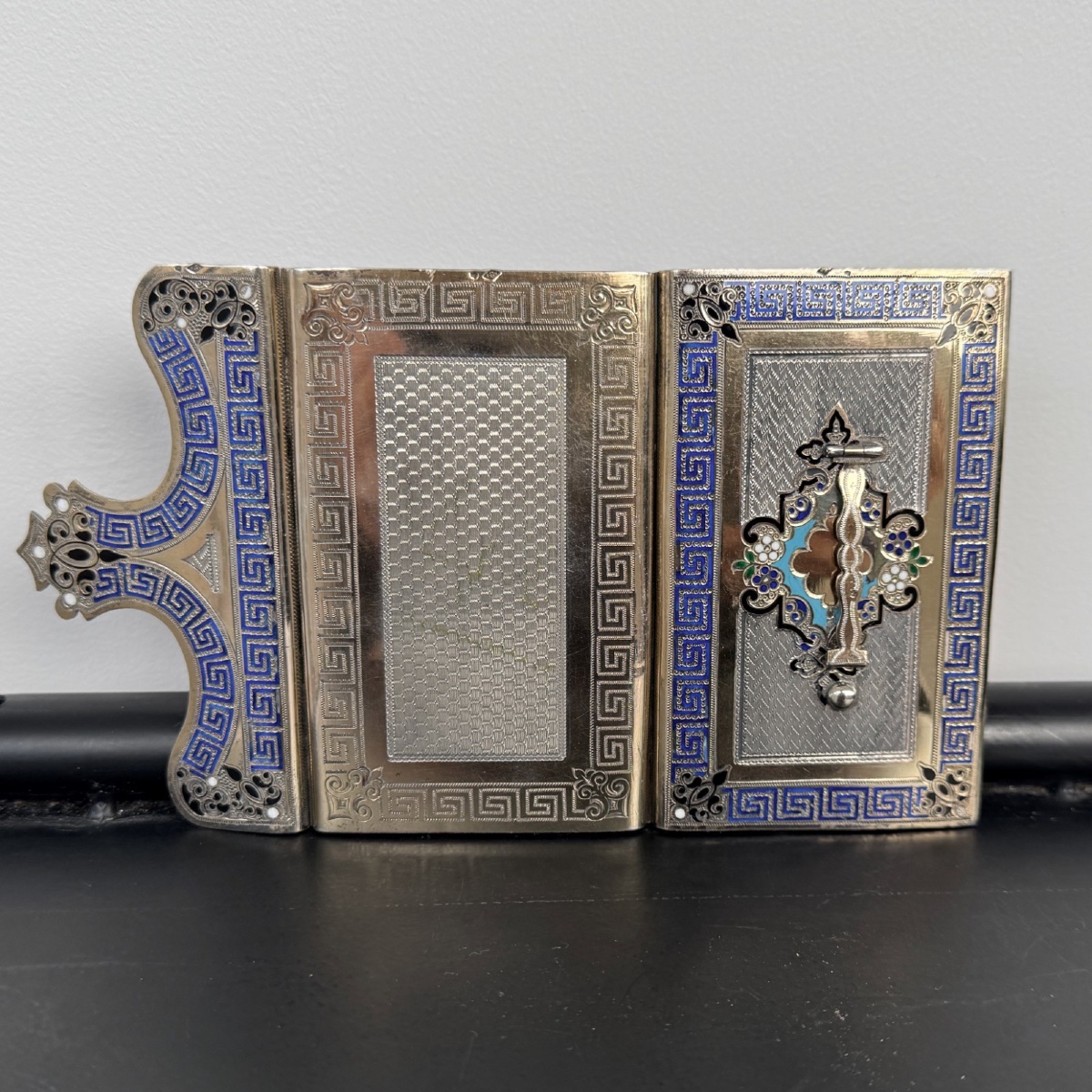 Cloisonné-embellished Silver Prom Book Late 19th Century Napoleon III-photo-2