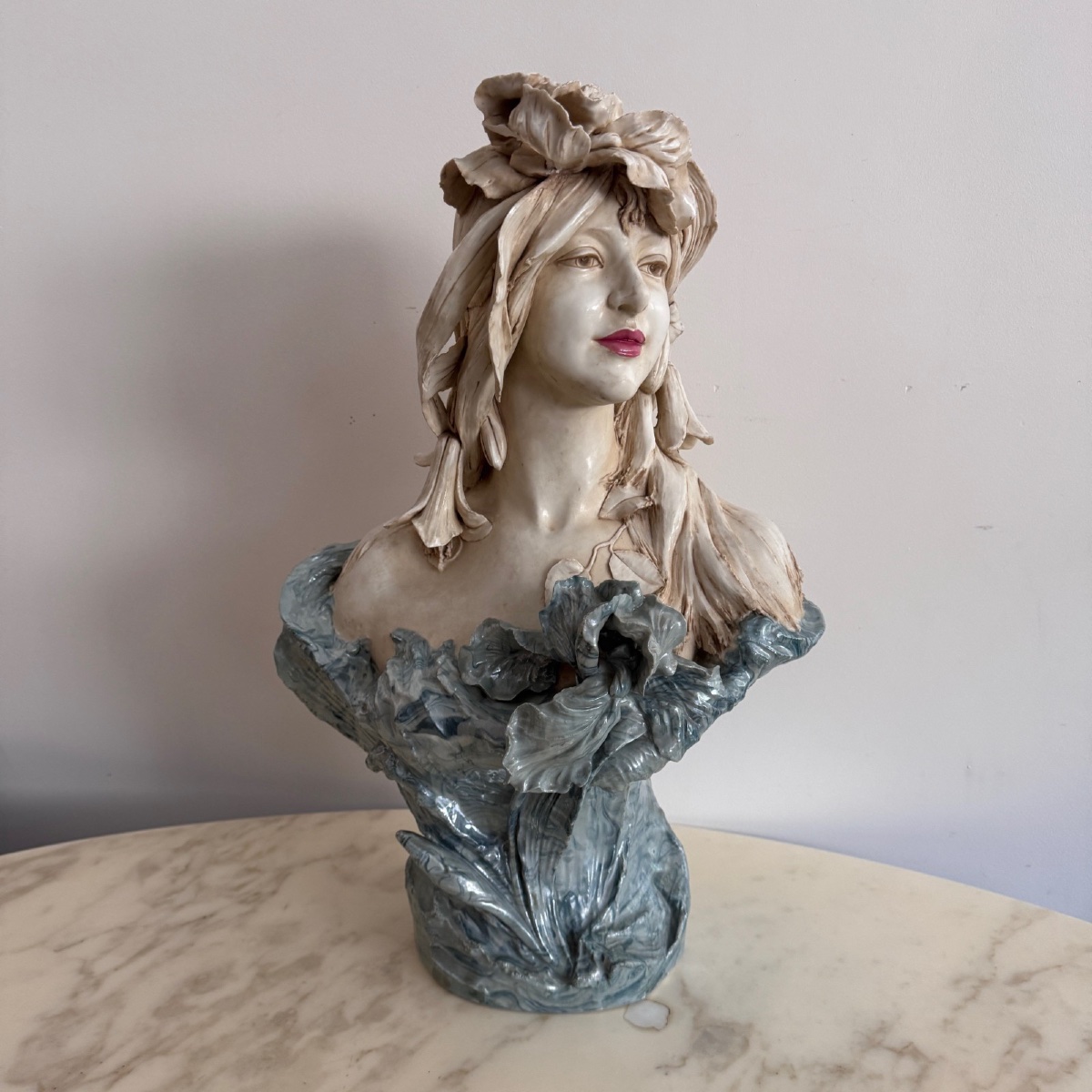 Art Nouveau 1900 Royal Dux Bohemia Ceramic Bust-photo-2