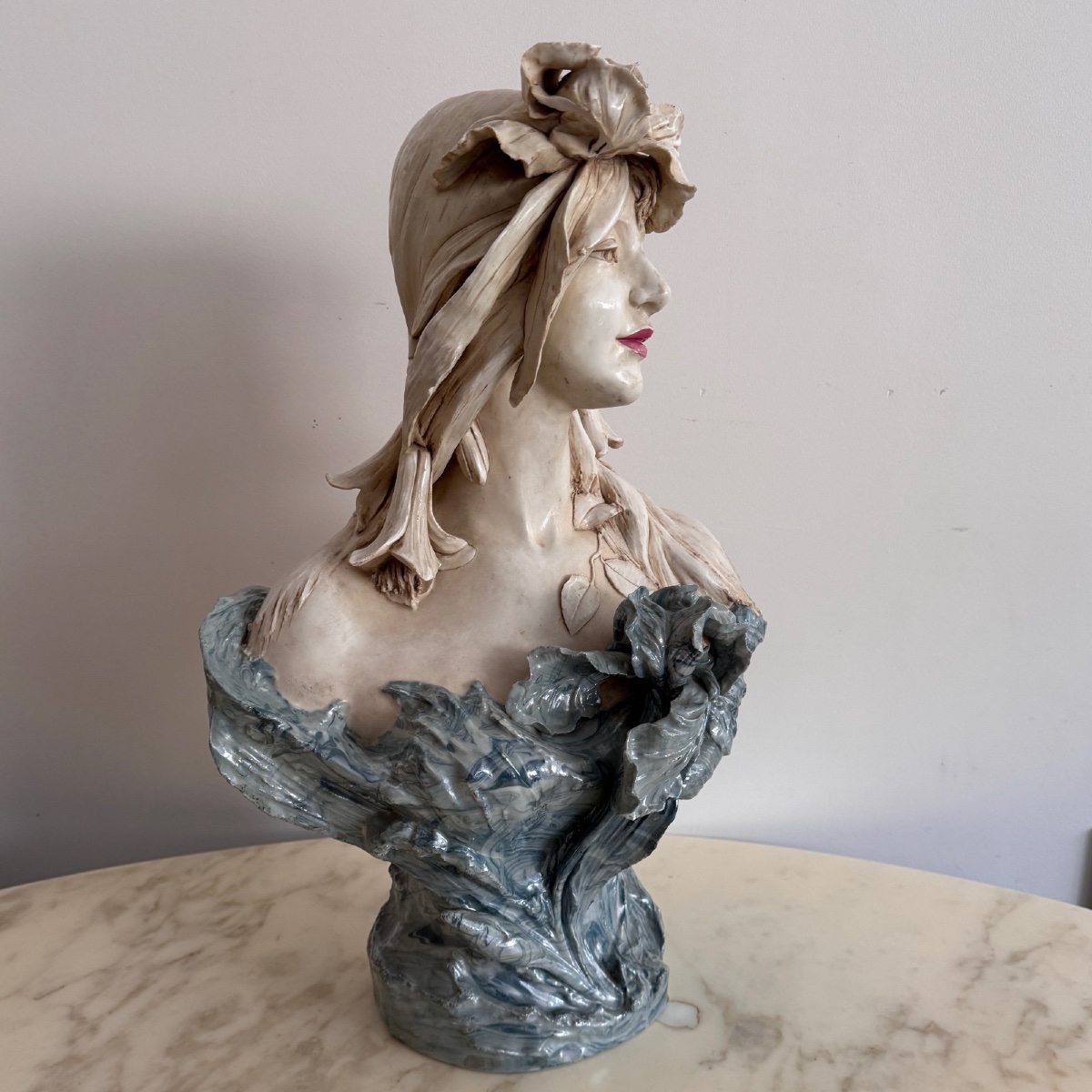 Art Nouveau 1900 Royal Dux Bohemia Ceramic Bust-photo-3