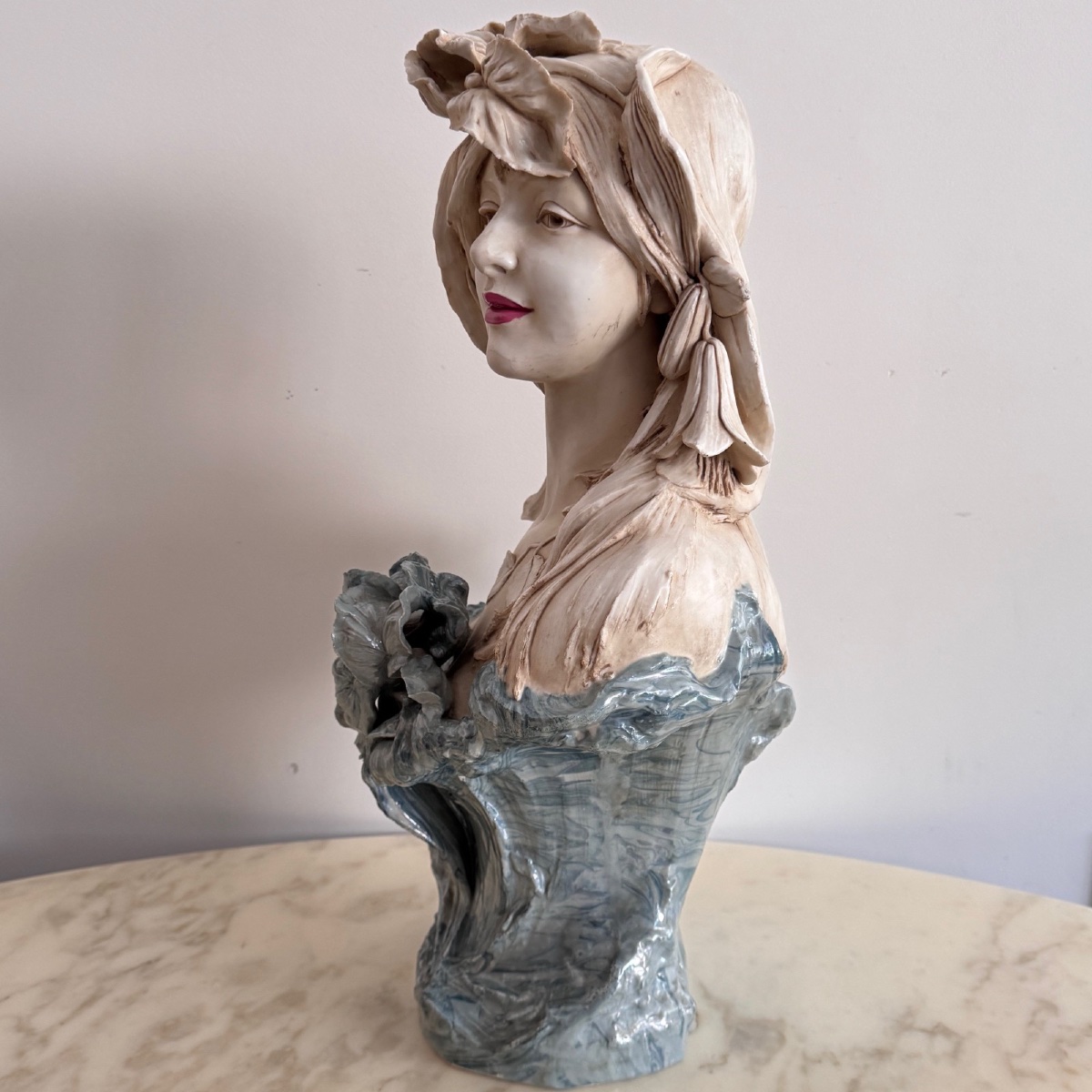 Art Nouveau 1900 Royal Dux Bohemia Ceramic Bust-photo-4