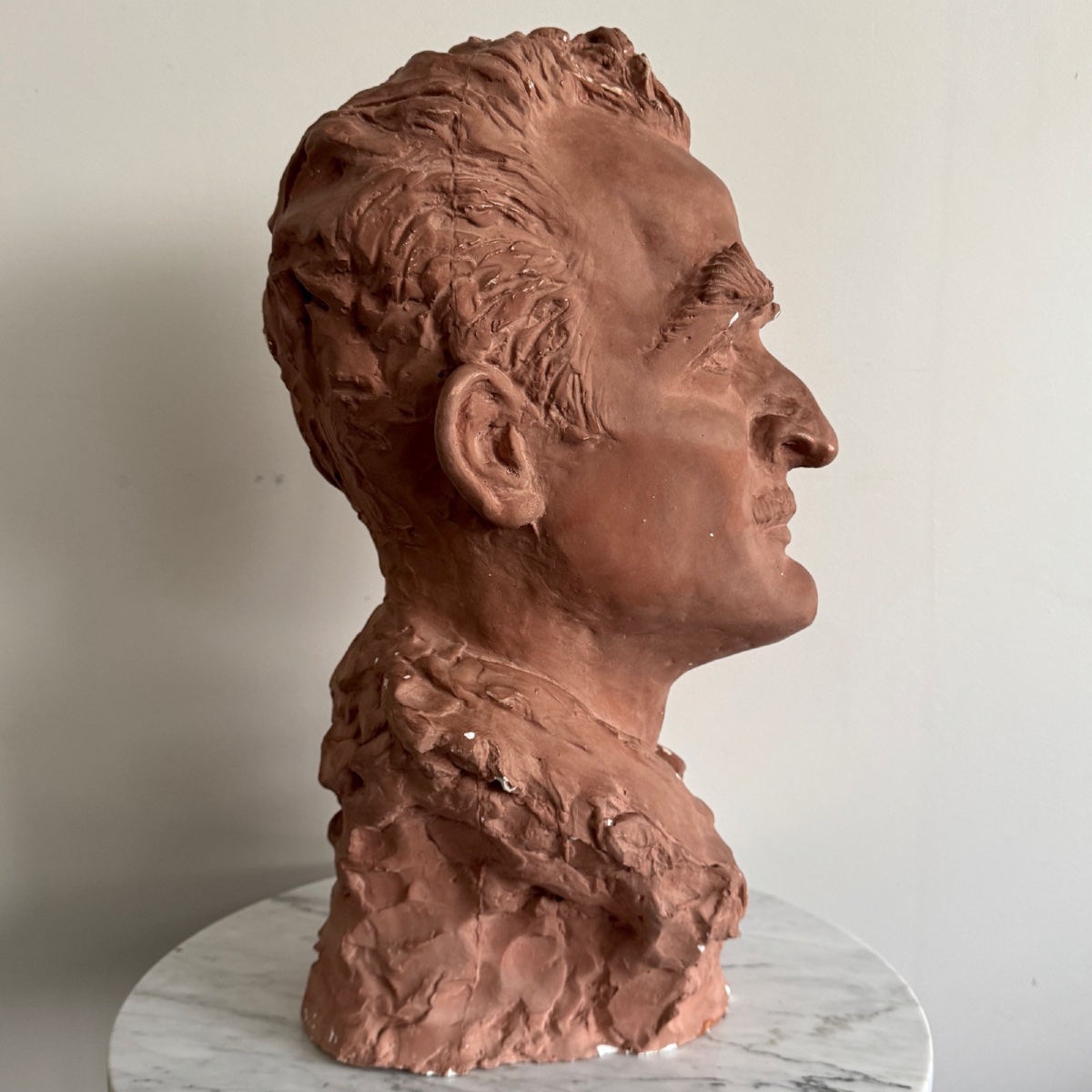 1930 Plaster Studio Bust, Man With Moustache-photo-4