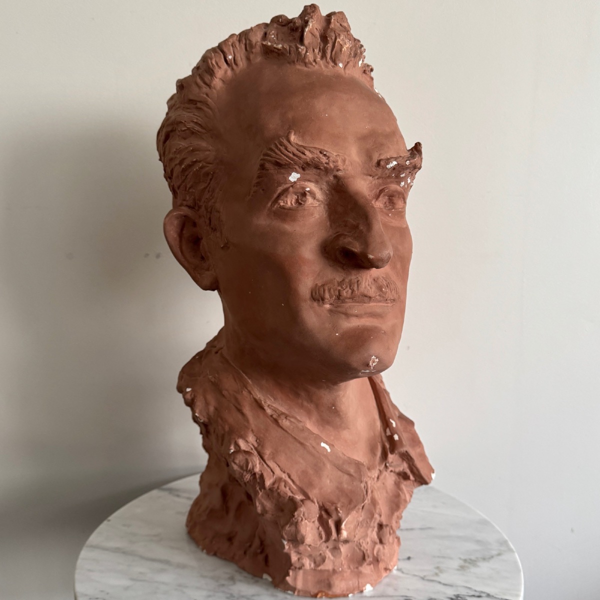 1930 Plaster Studio Bust, Man With Moustache-photo-1