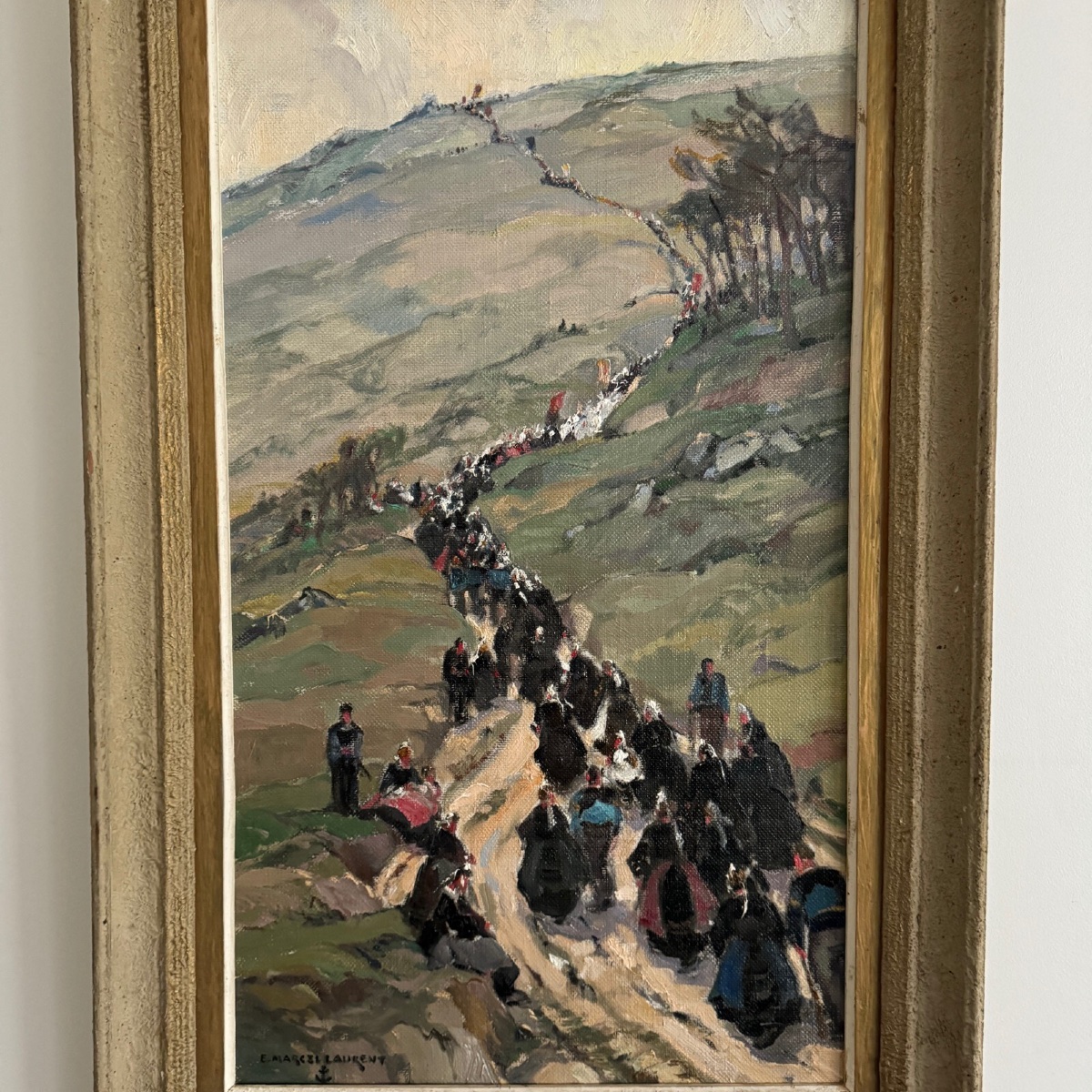 Huile sur toile par Emmanuel Marcel-Laurent Jour de Pardon et Procession-photo-3