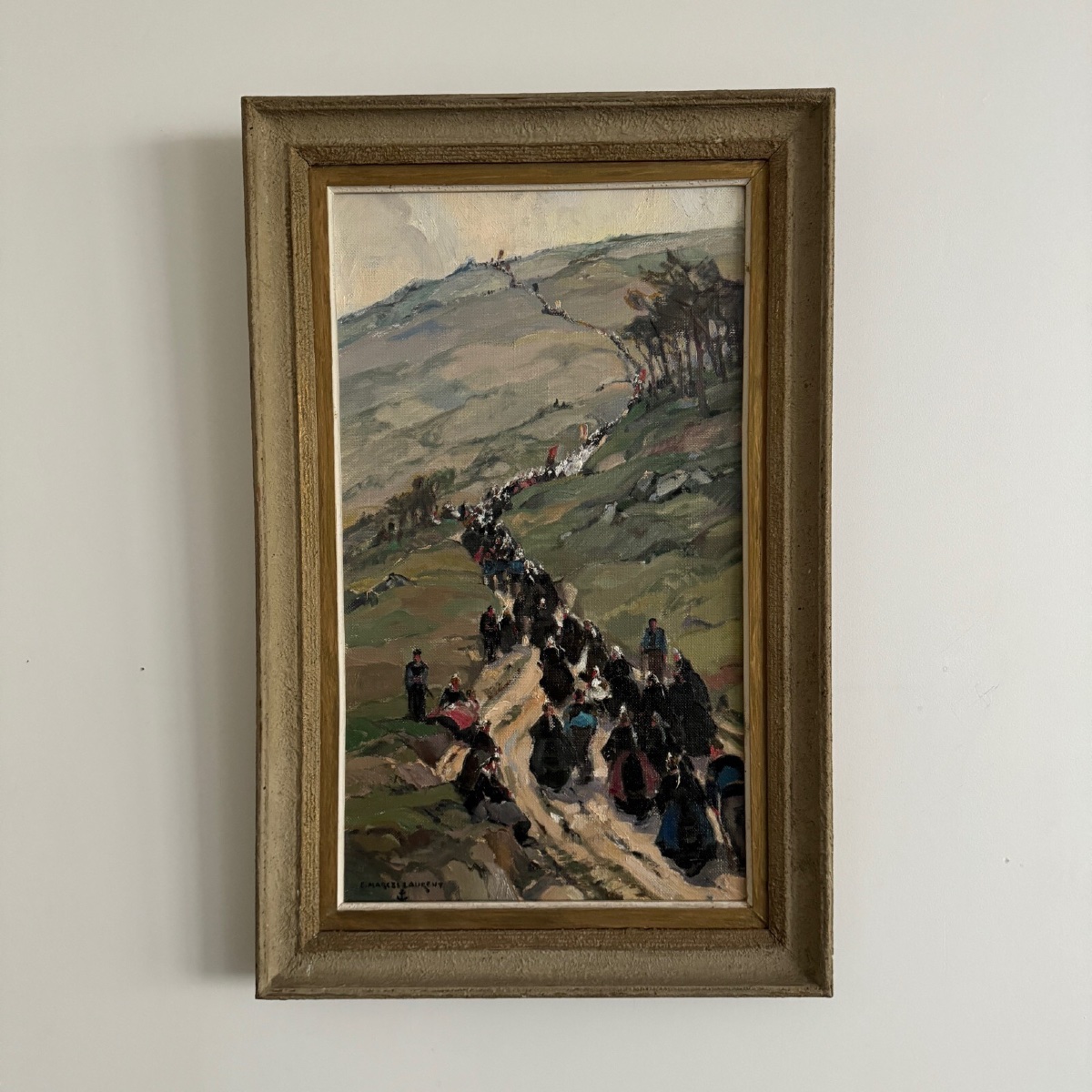 Huile sur toile par Emmanuel Marcel-Laurent Jour de Pardon et Procession