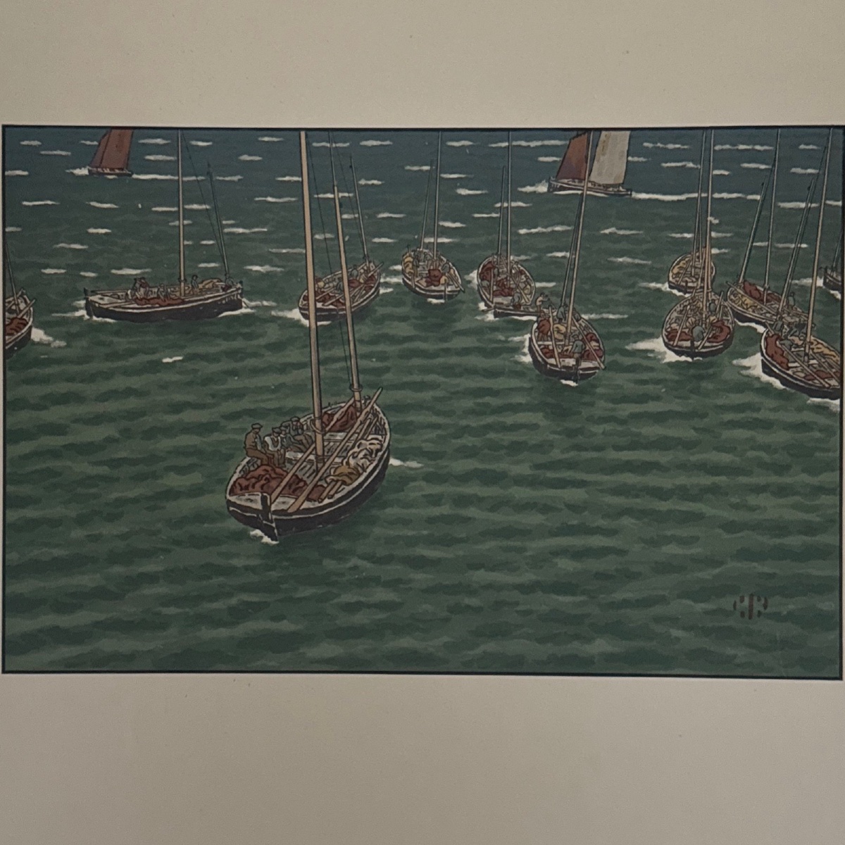Lithograph By Henri Rivière Boats At Anchor In Tréboul-photo-2