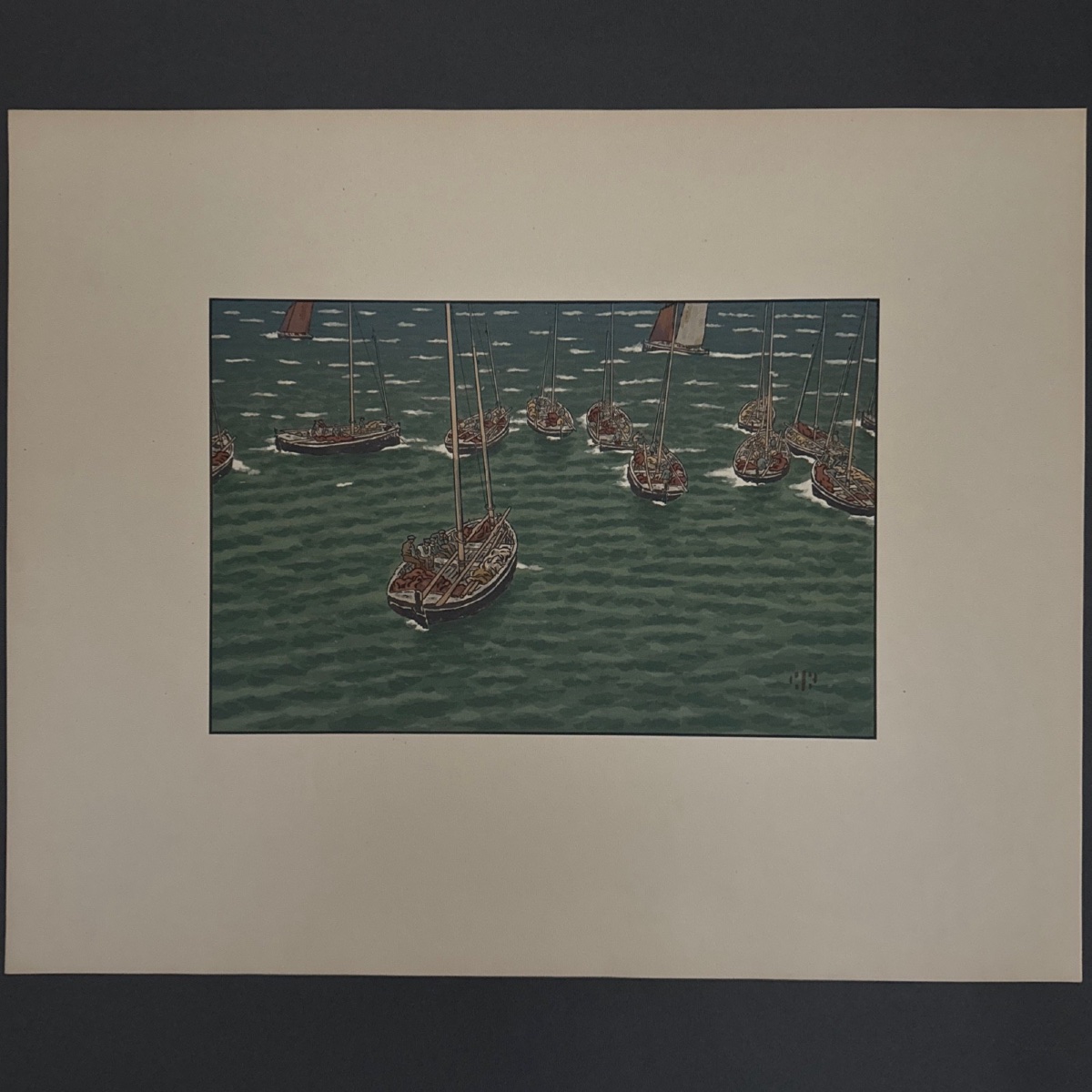 Lithograph By Henri Rivière Boats At Anchor In Tréboul-photo-3