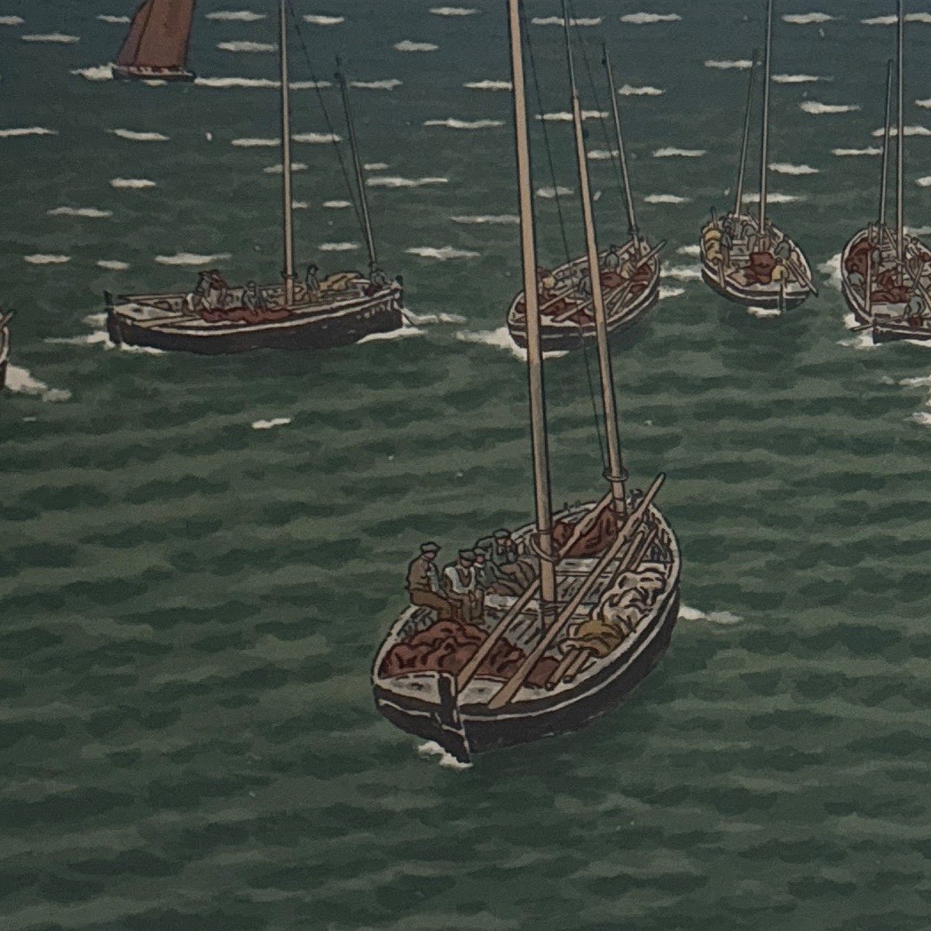 Lithograph By Henri Rivière Boats At Anchor In Tréboul-photo-4