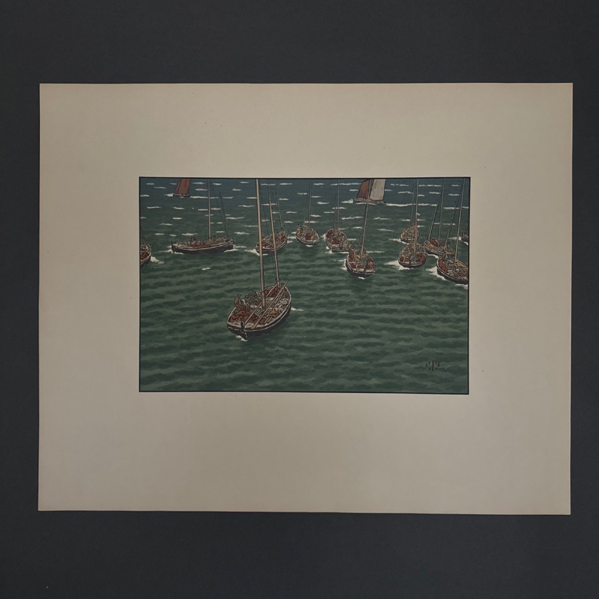 Lithograph By Henri Rivière Boats At Anchor In Tréboul