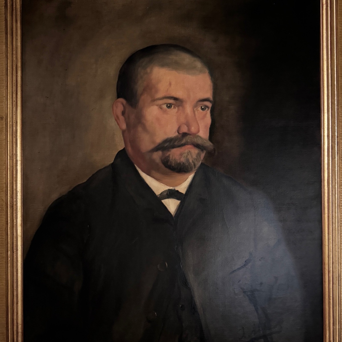 Oil On Canvas Portrait 19th Century 1888 Man With Moustache By J. Abrol-photo-2