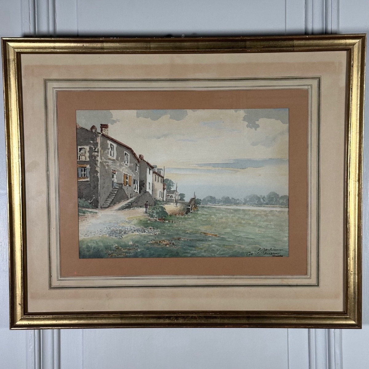 Aquarelle sur papier Côte Saint Sébastien Nantes par J. Cathelineau-photo-2