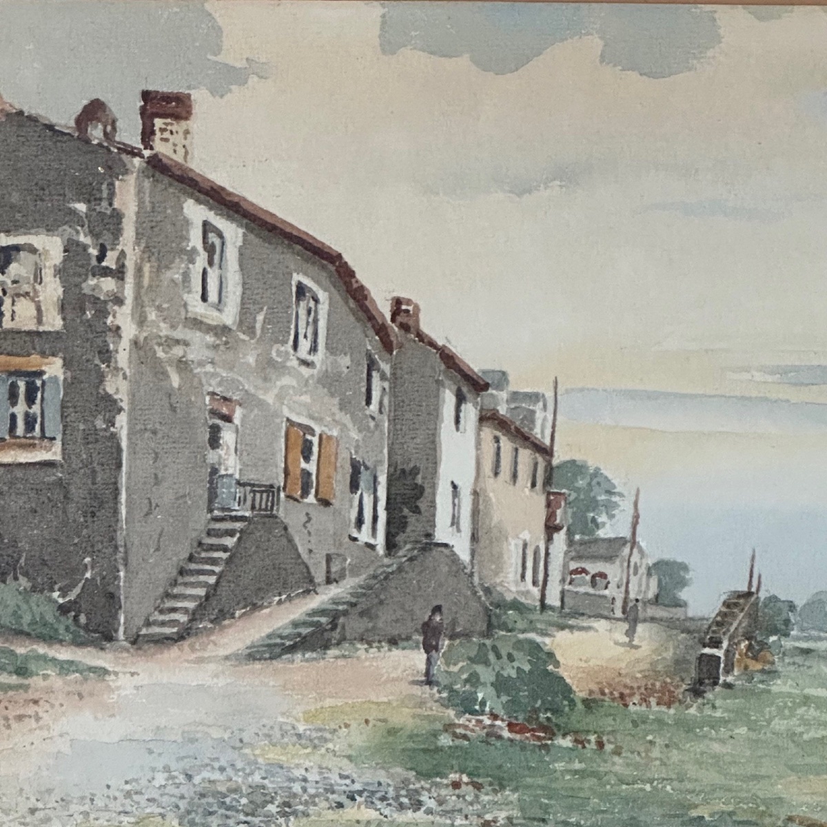 Aquarelle sur papier Côte Saint Sébastien Nantes par J. Cathelineau