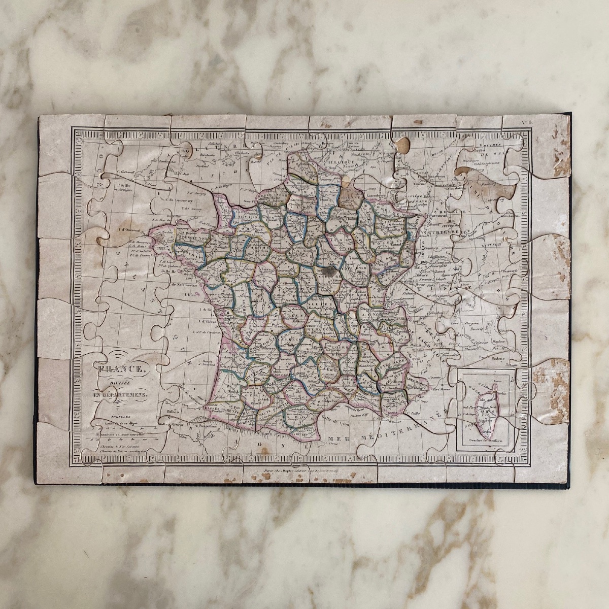 Boite puzzle cartes géographiques XIXe -photo-3