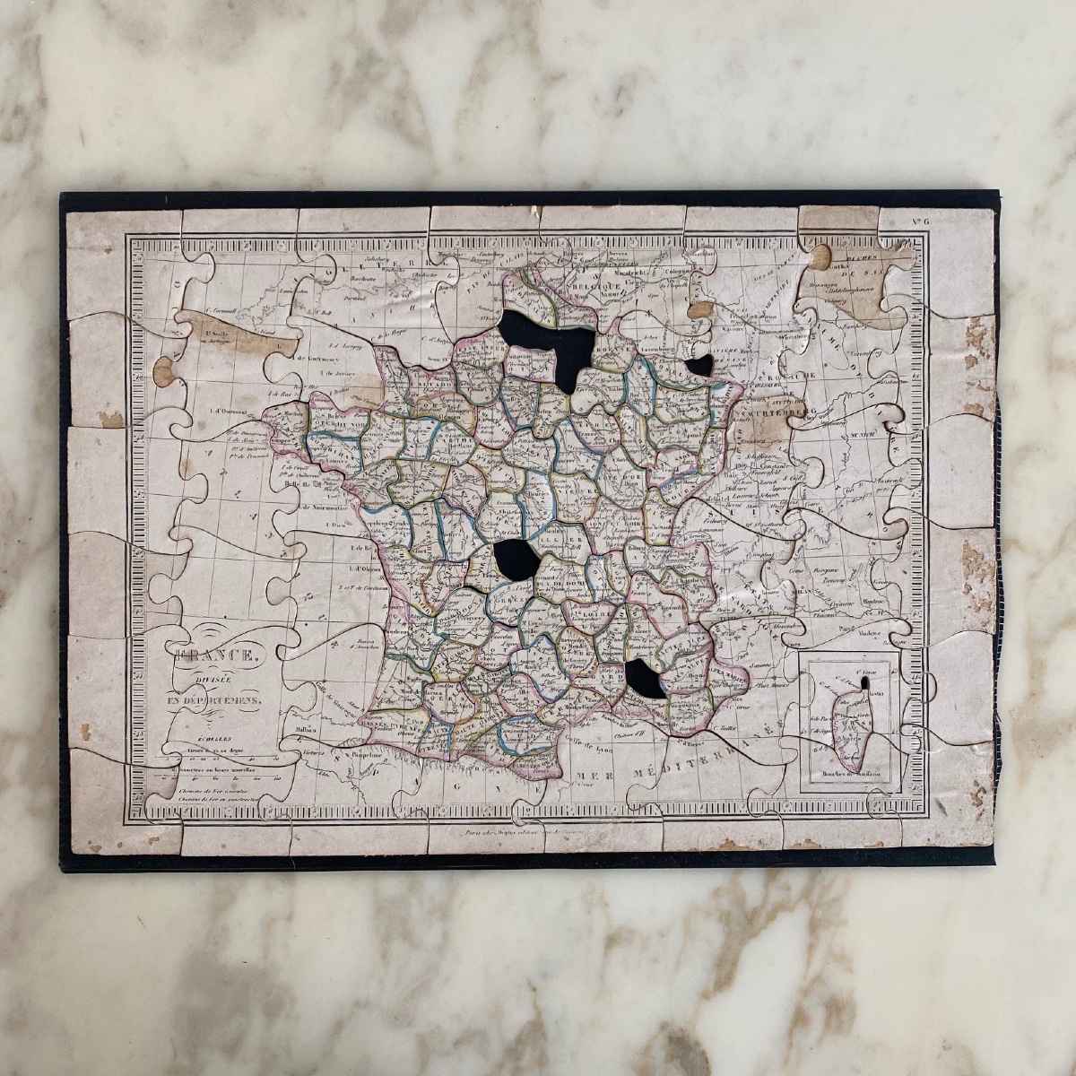 Boite puzzle cartes géographiques XIXe -photo-4