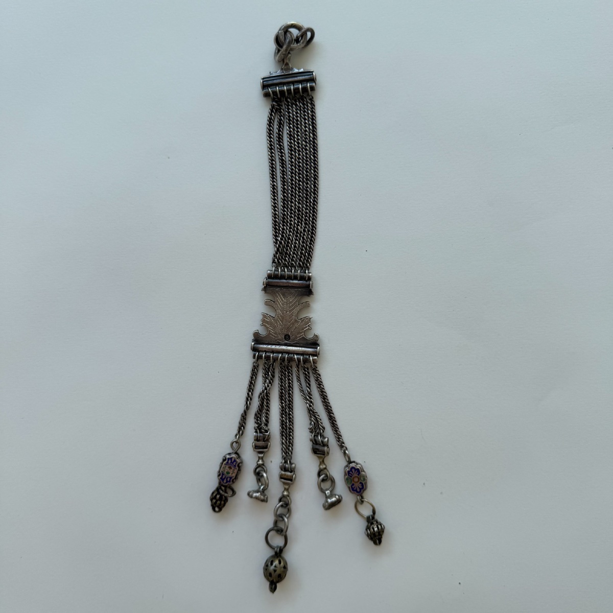 Ottoman Silver Pendant With Enamelled Pendants-photo-3