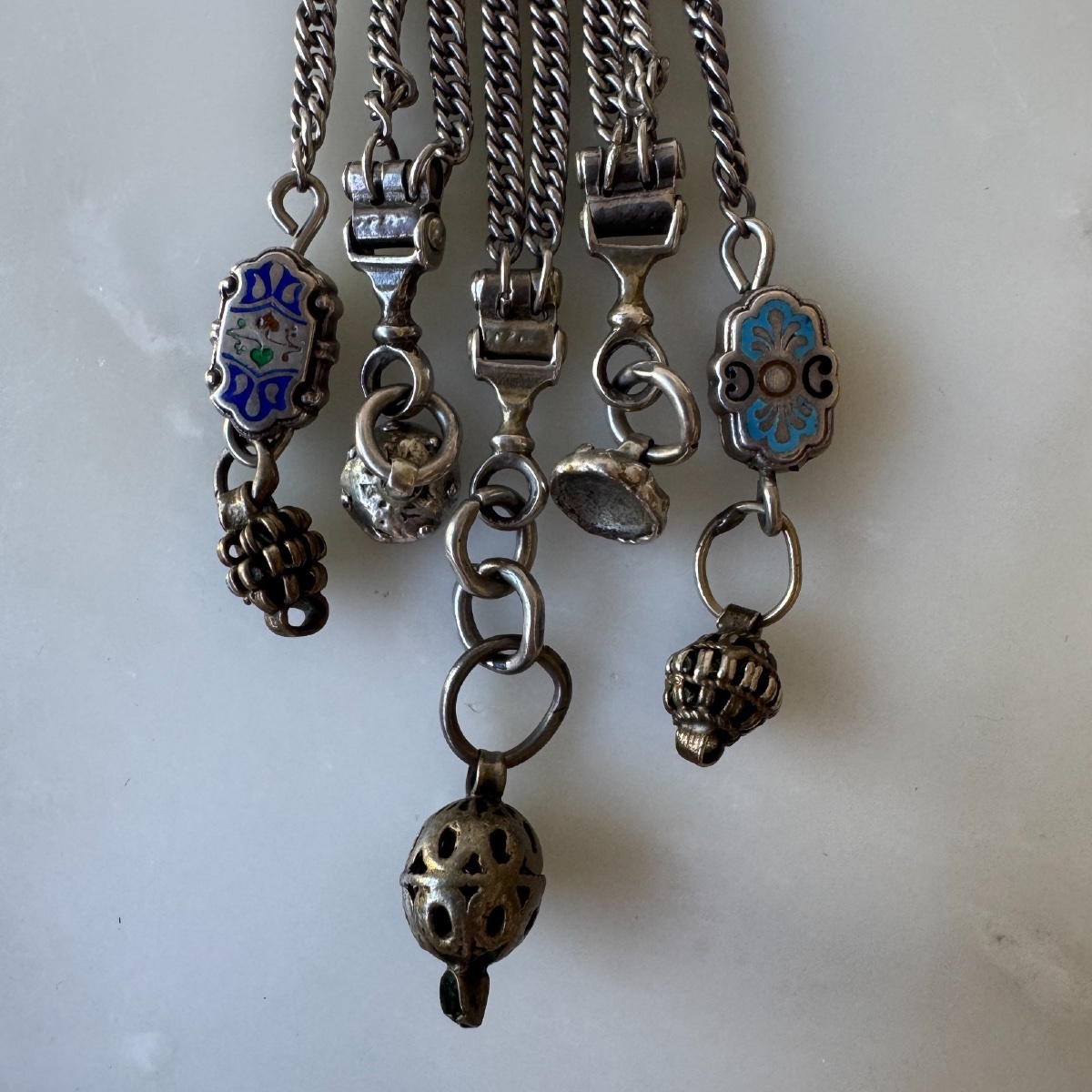 Ottoman Silver Pendant With Enamelled Pendants-photo-7