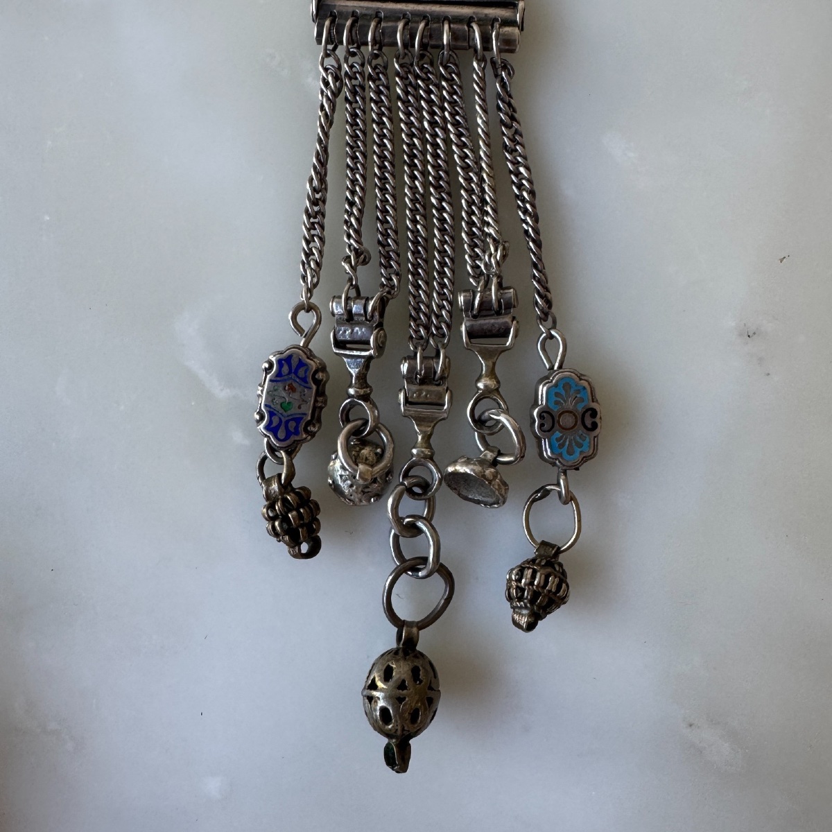 Ottoman Silver Pendant With Enamelled Pendants-photo-8
