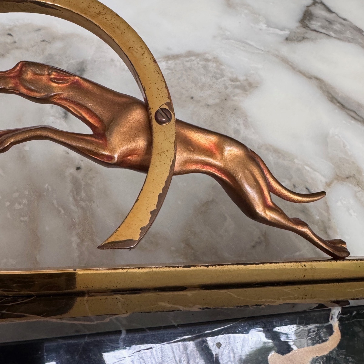 Pair Of Art Deco 1930 Bronze Bookends With Greyhound Design-photo-4