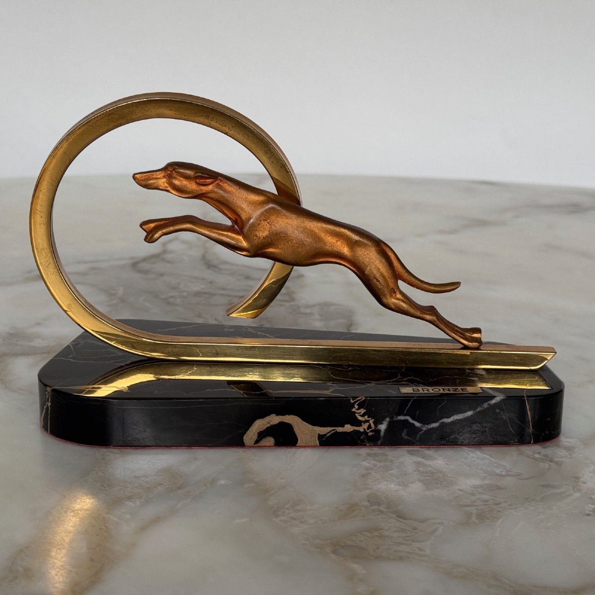 Pair Of Art Deco 1930 Bronze Bookends With Greyhound Design-photo-1