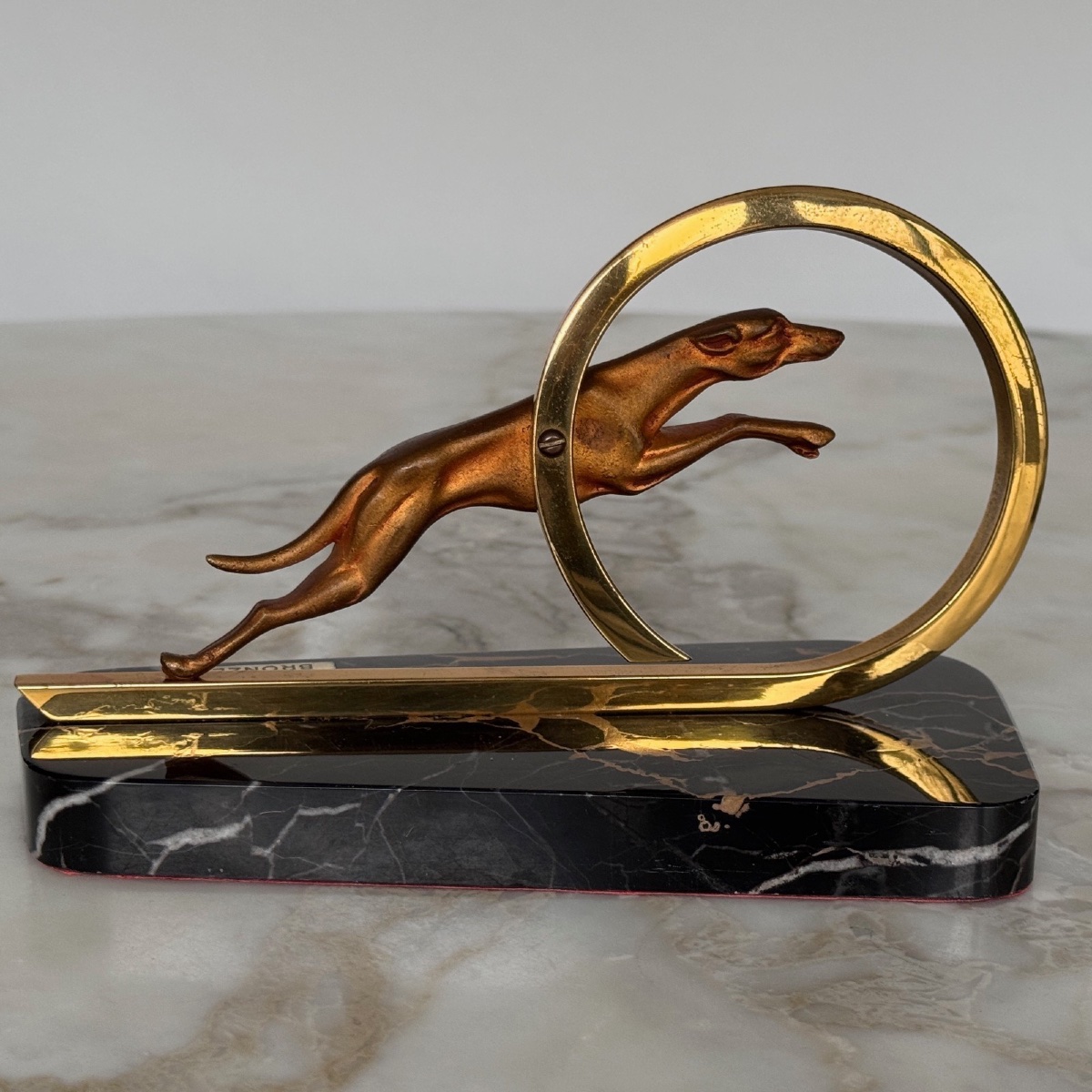 Pair Of Art Deco 1930 Bronze Bookends With Greyhound Design-photo-2
