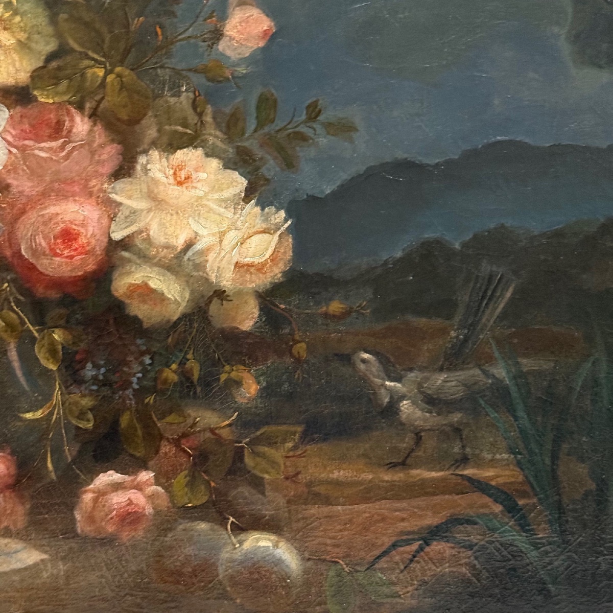 Huile sur toile par Devaux nature morte au lièvre et aux fleurs 1873 -photo-4