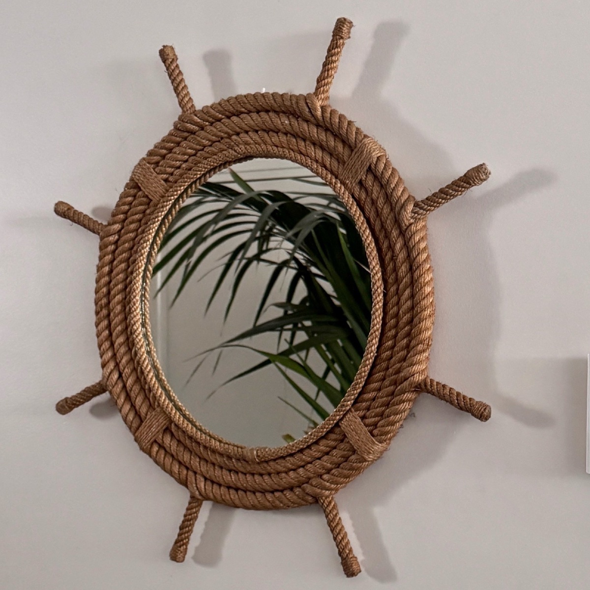 Audoux-minet Rope Mirror In The Shape Of A Ship's Wheel 20th Century-photo-4