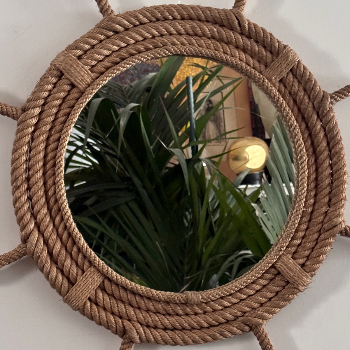 Audoux-minet Rope Mirror In The Shape Of A Ship's Wheel 20th Century-photo-3