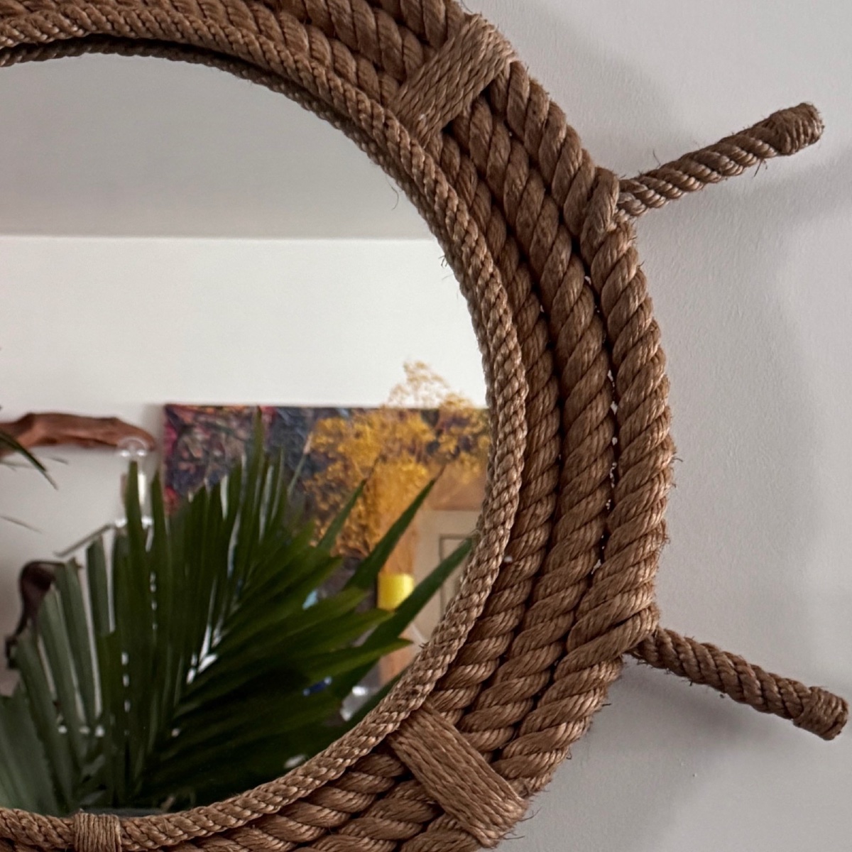 Audoux-minet Rope Mirror In The Shape Of A Ship's Wheel 20th Century-photo-3