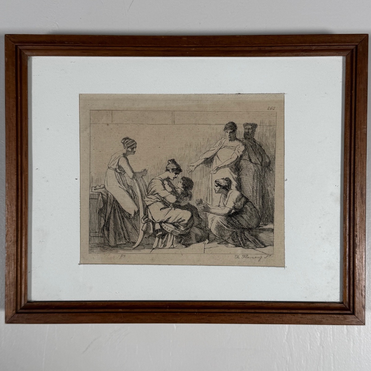 Gravure ancienne par Leopold Flameng représentant une scène à l'Antique -photo-2
