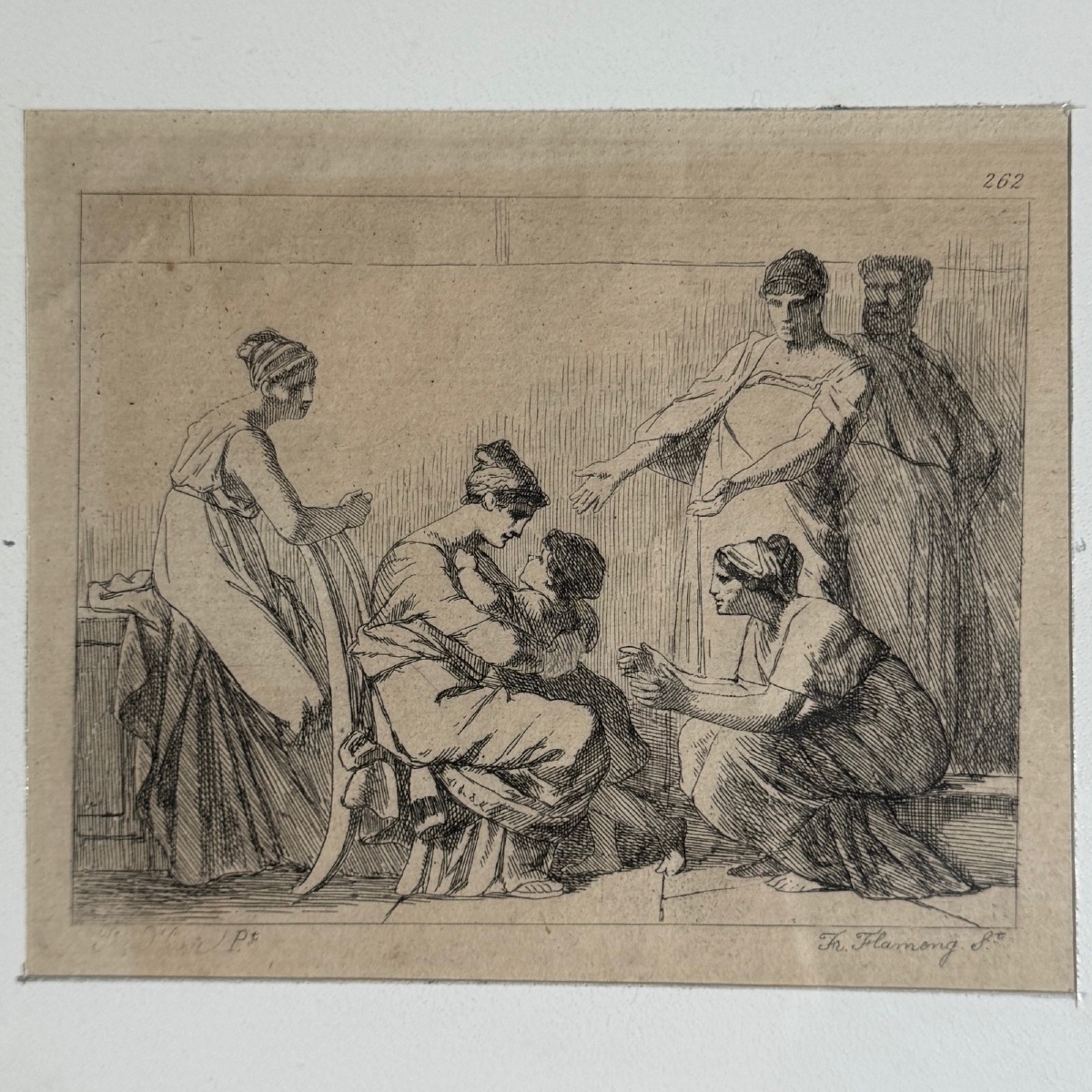 Gravure ancienne par Leopold Flameng représentant une scène à l'Antique -photo-3