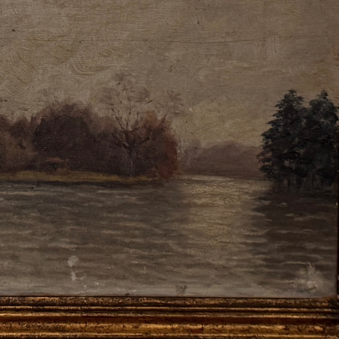 Oil On Panel By G. Finot An Islet On A Pond Early 20th Century-photo-4