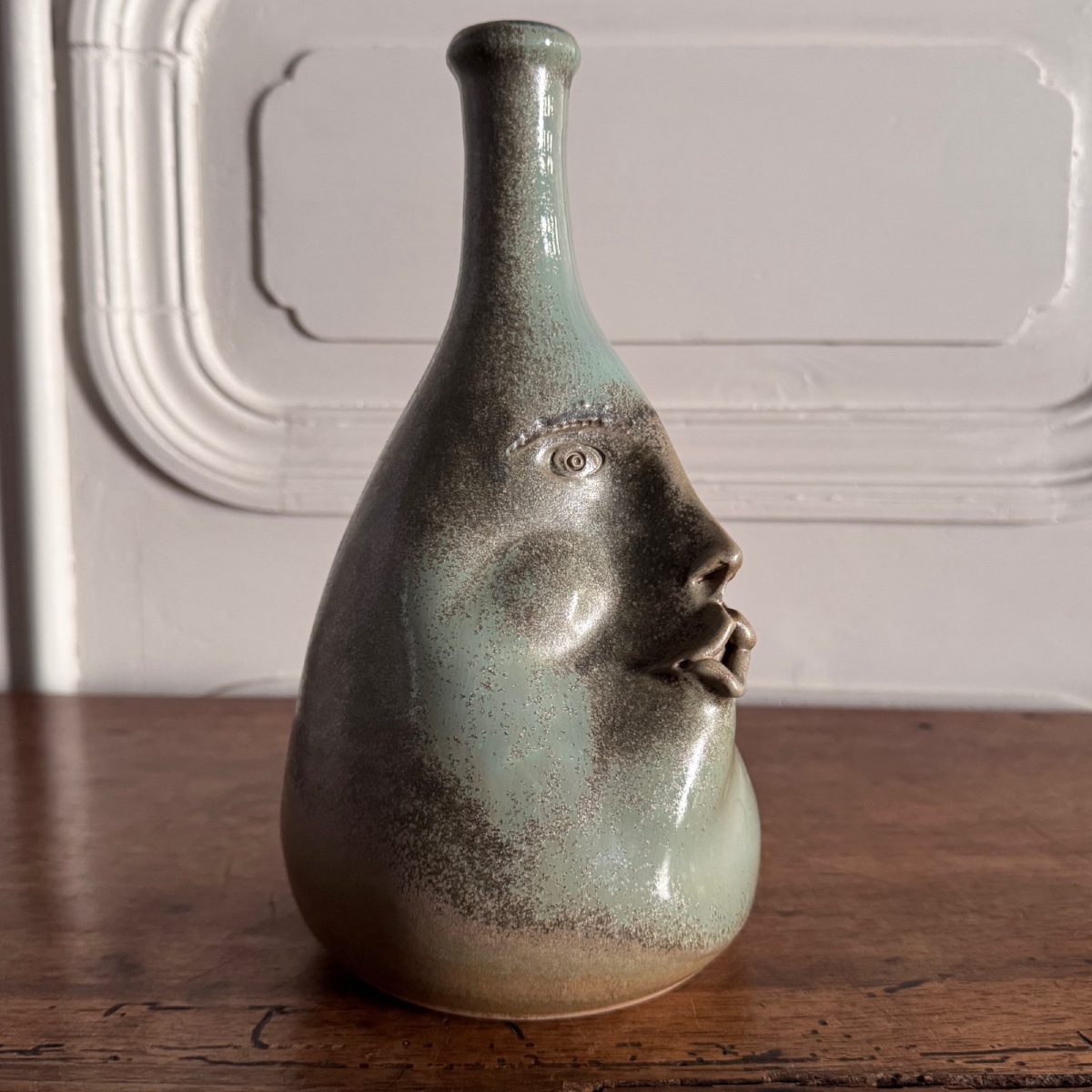 Vase anthropomorphe Korukcu Adnan grès émaillé représentant un visage-photo-4
