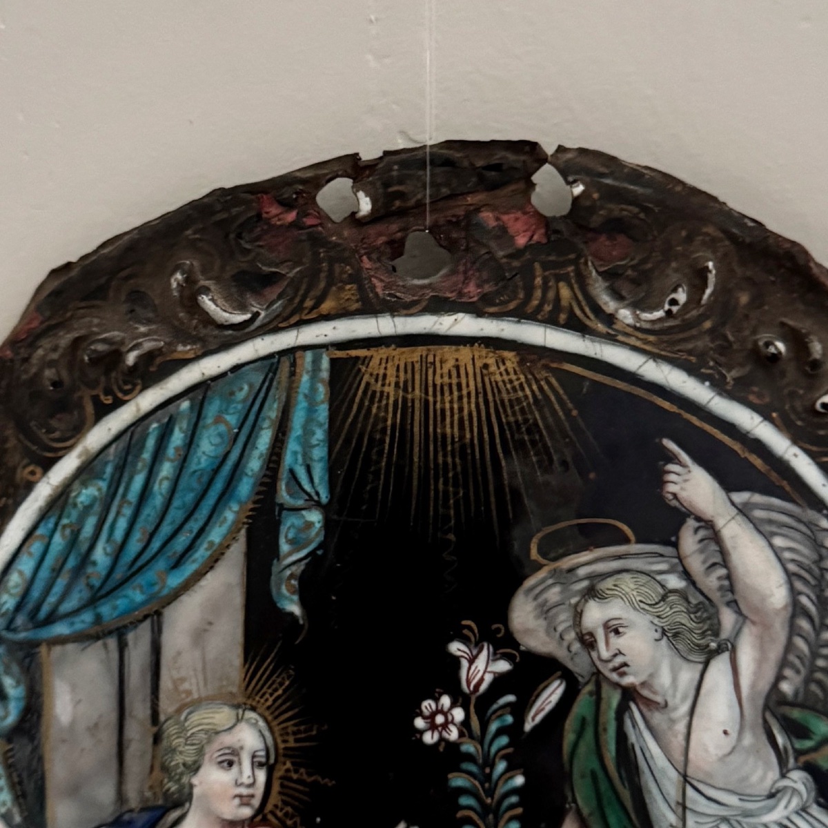 17th Century Limoges Enamel Depicting The Annunciation To Mary-photo-3