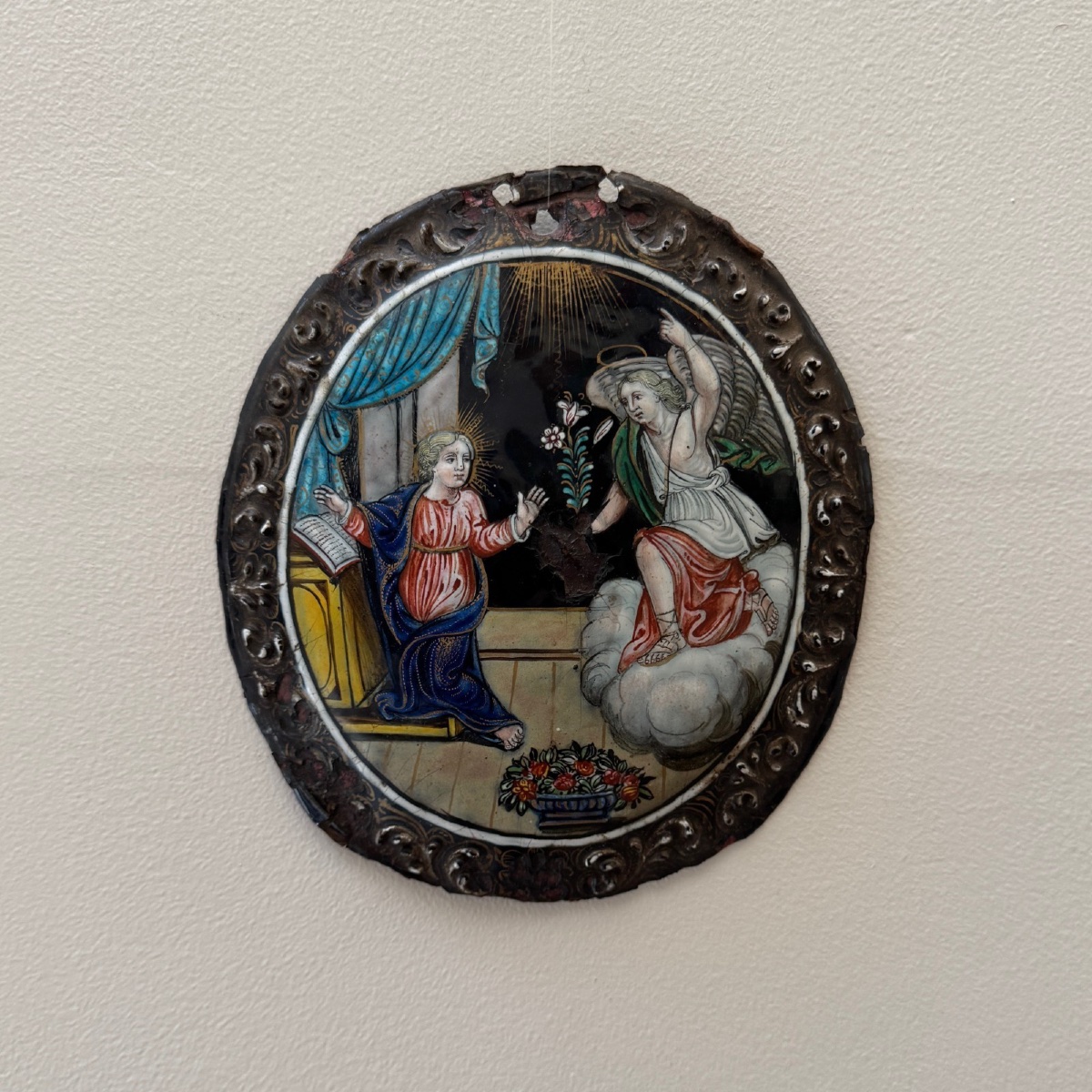 17th Century Limoges Enamel Depicting The Annunciation To Mary