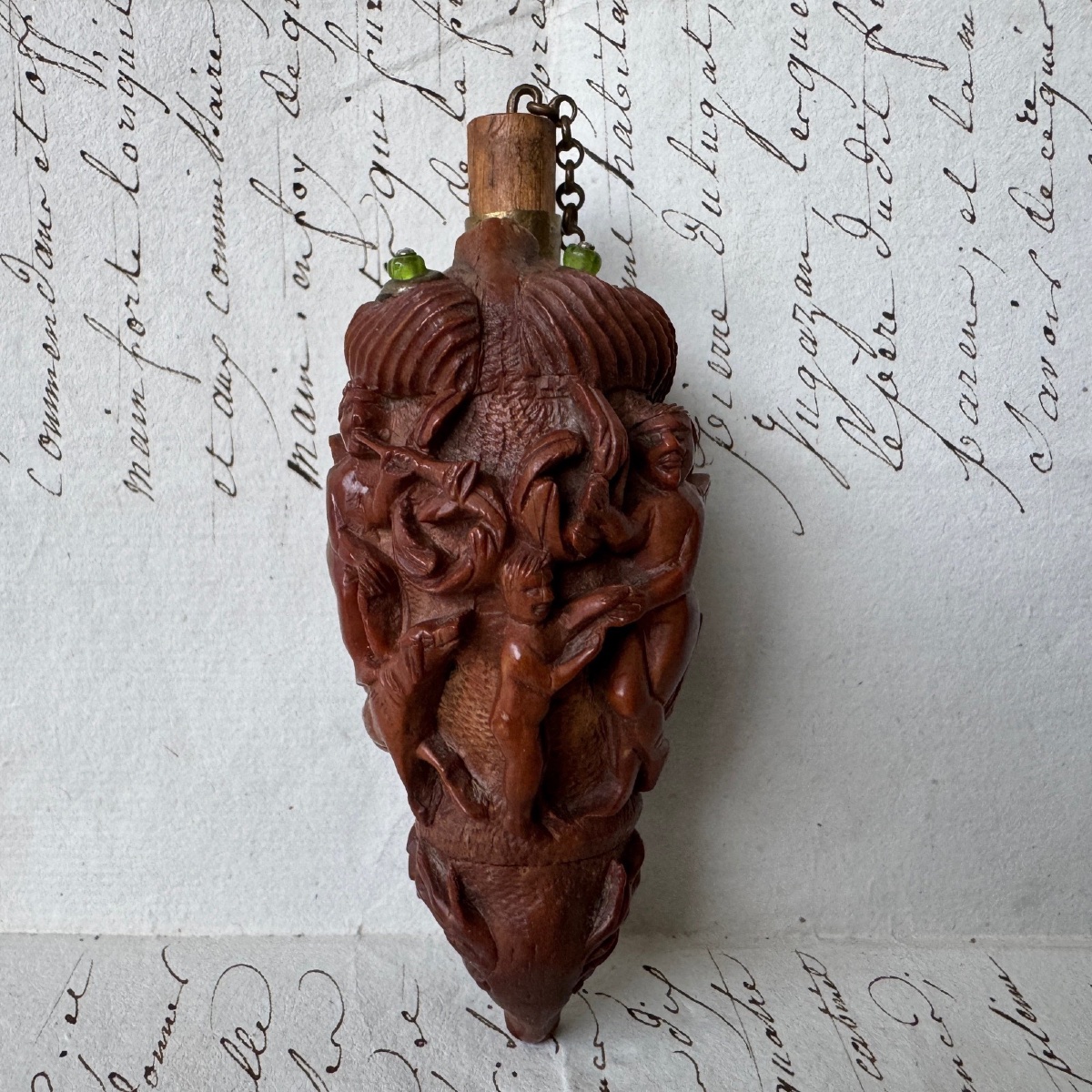 19th-century Corozo Snuffbox With Angel Decoration -photo-2