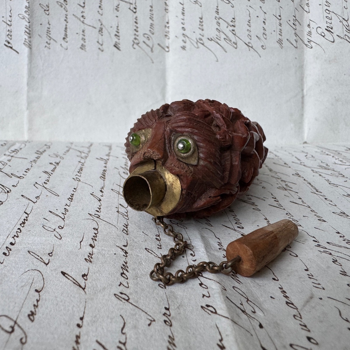 19th-century Corozo Snuffbox With Angel Decoration -photo-5