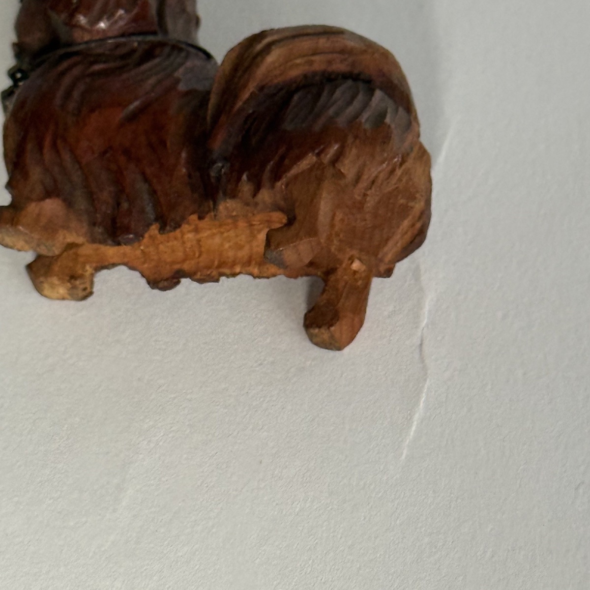 Famille de chiens miniatures pékinois en bois sculpté -photo-7