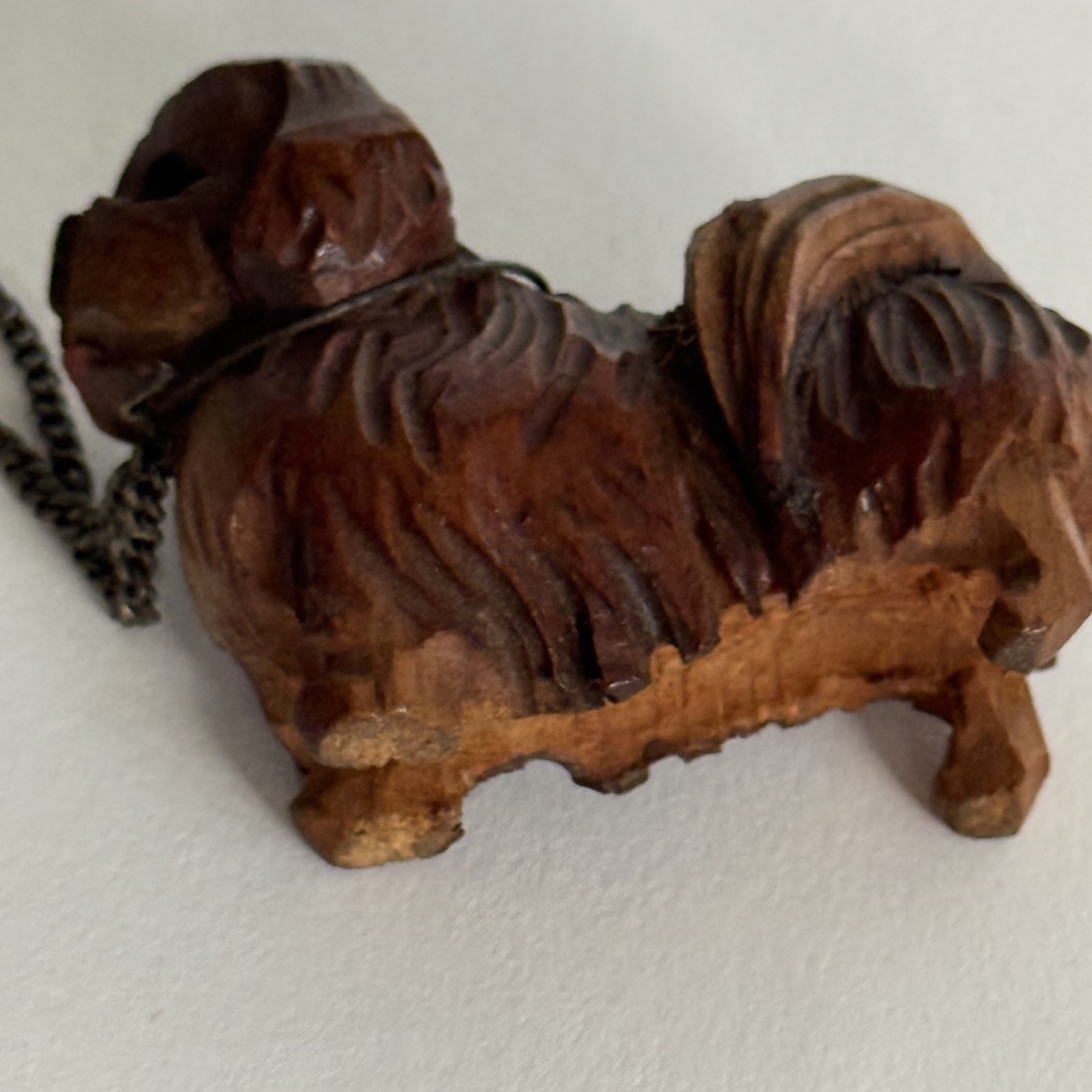 Famille de chiens miniatures pékinois en bois sculpté -photo-8