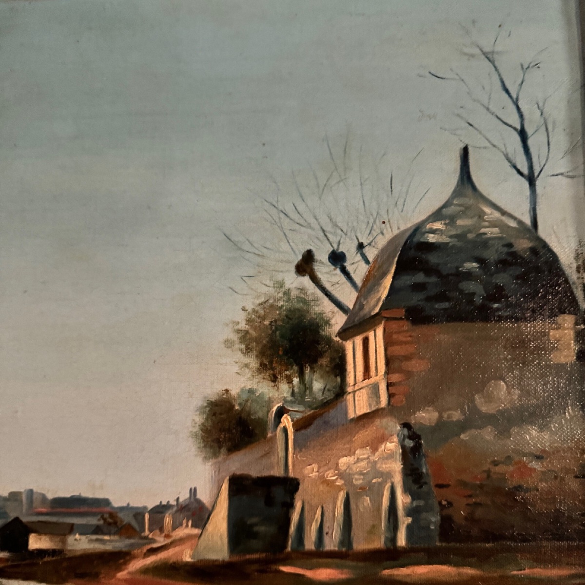 Huile sur toile bord de rivière fin XIXe monogramme AT -photo-1